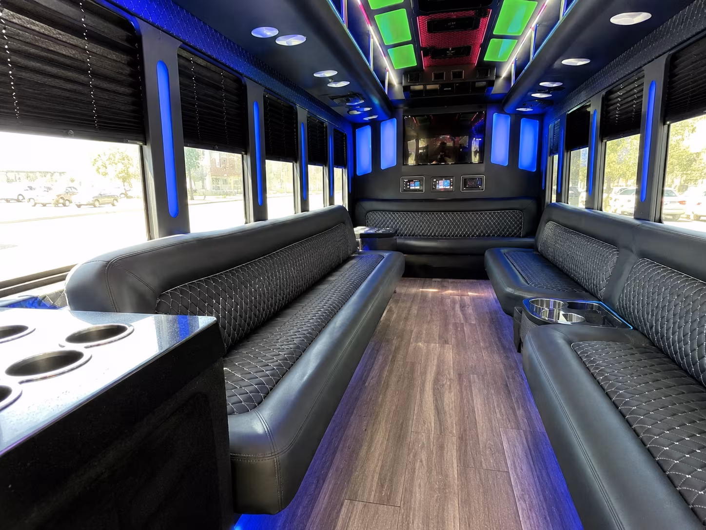 kenner 15 passenger party bus inside