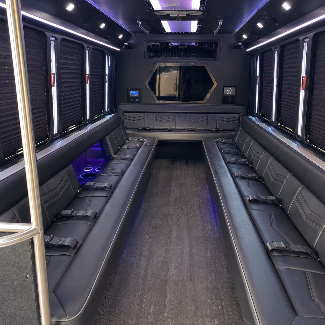 kenner 18 passenger party bus interior