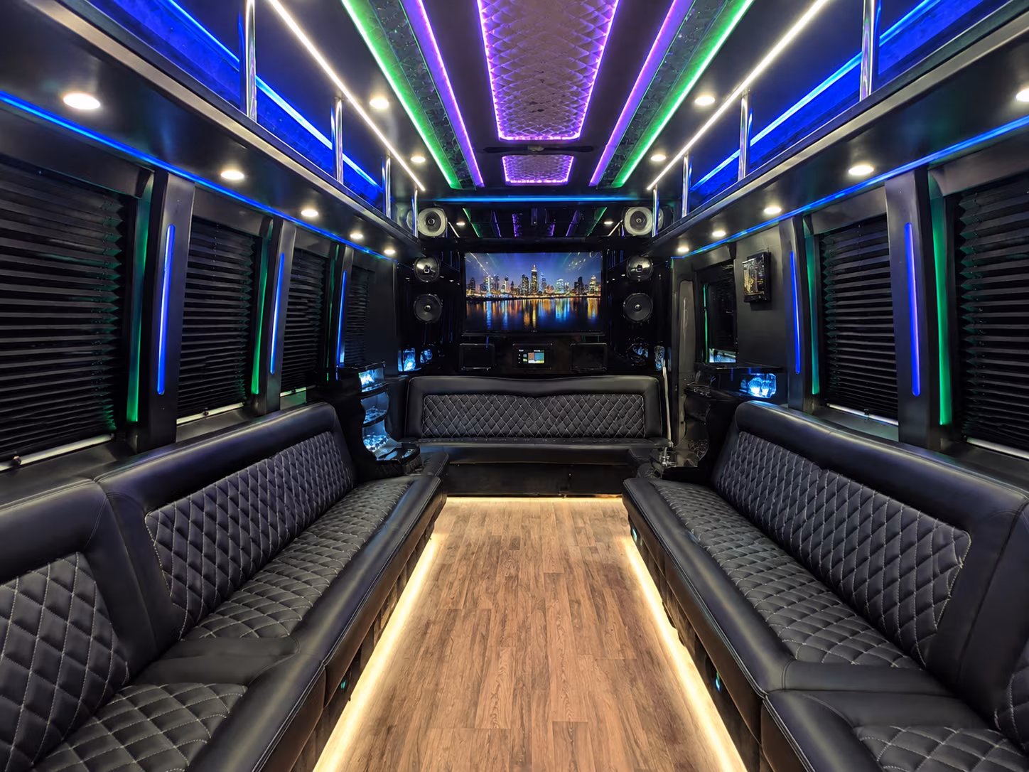 kenner 25 passenger party bus interior