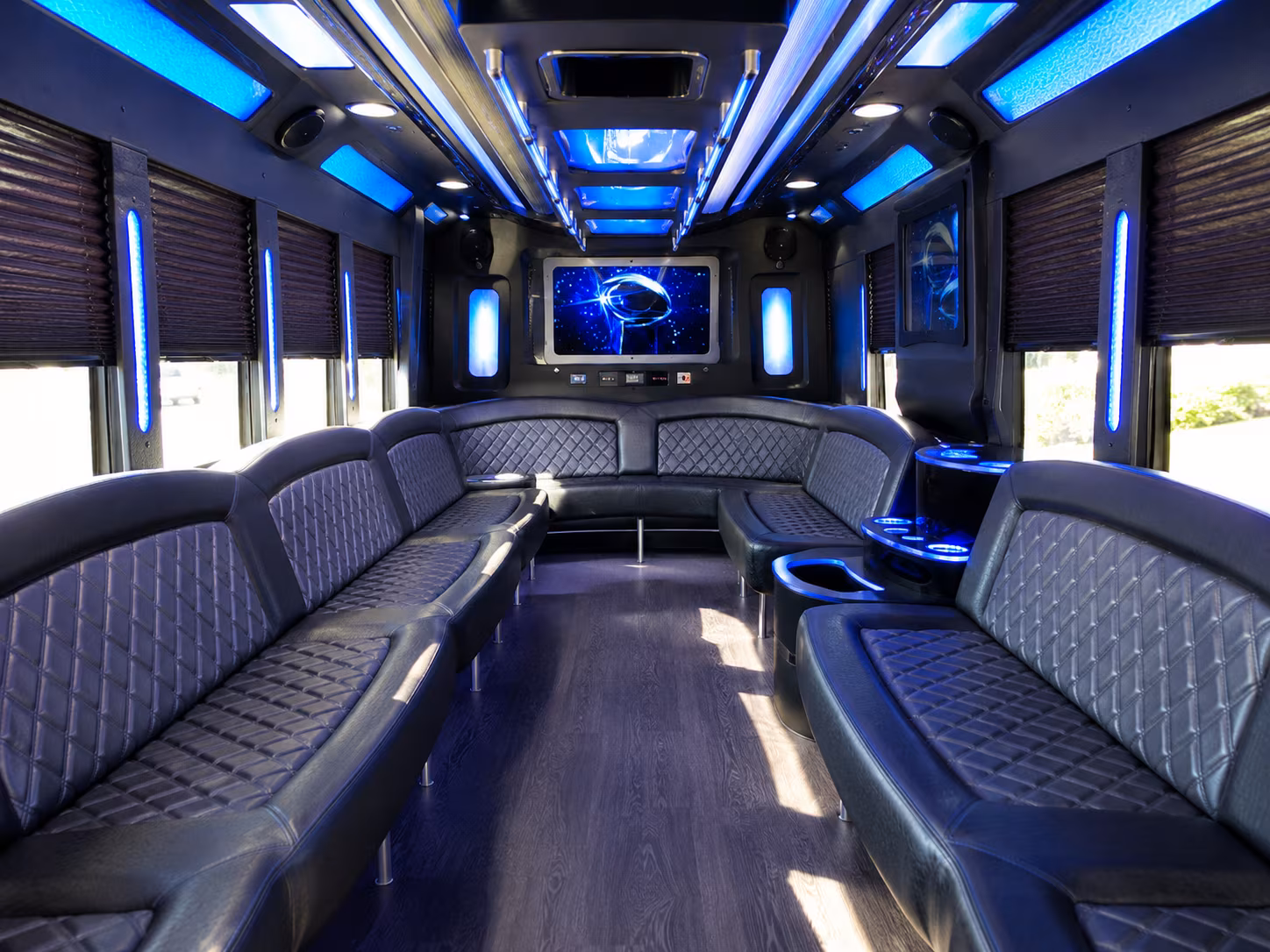 kenner 28 passenger party bus inside