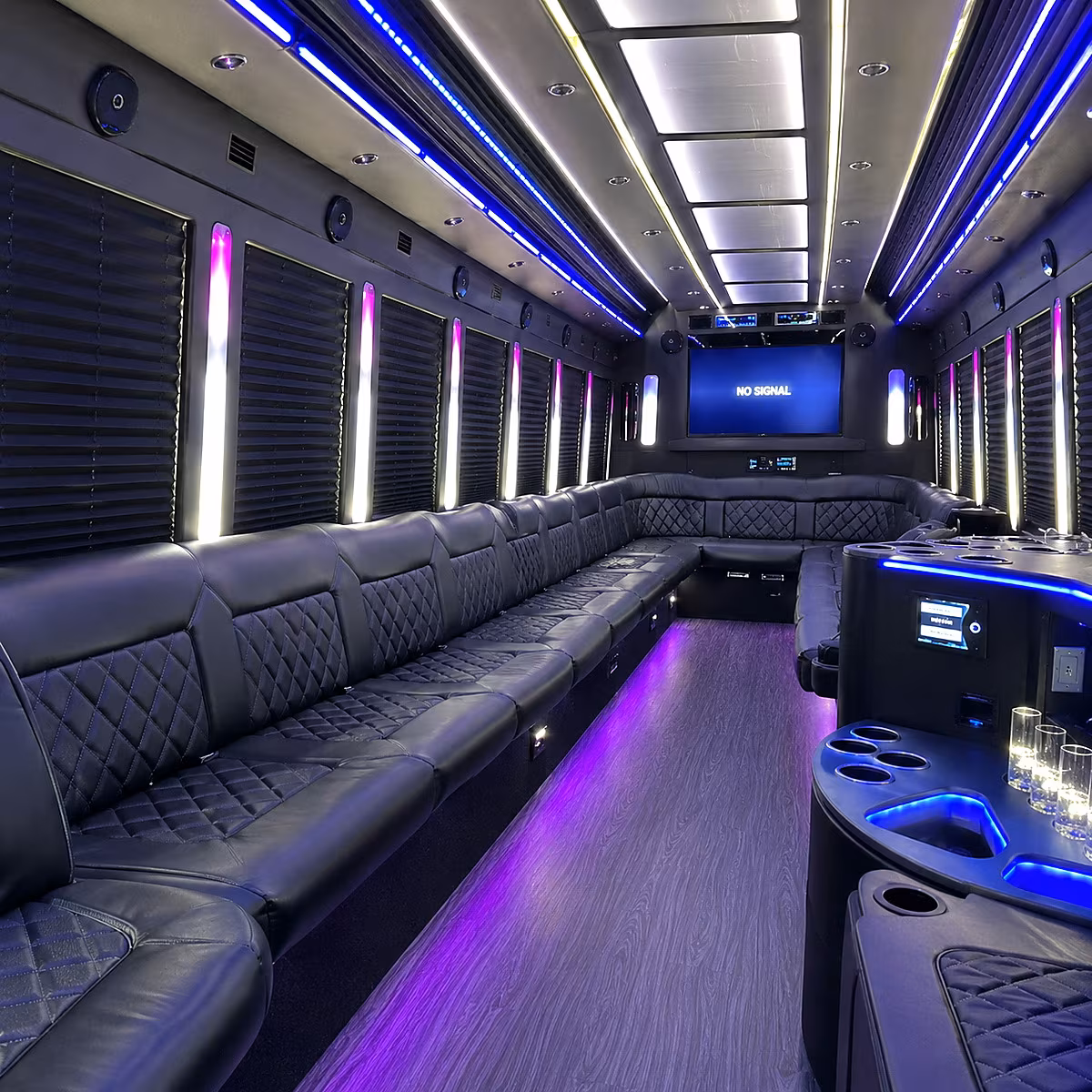 kenner 30 passenger party bus inside