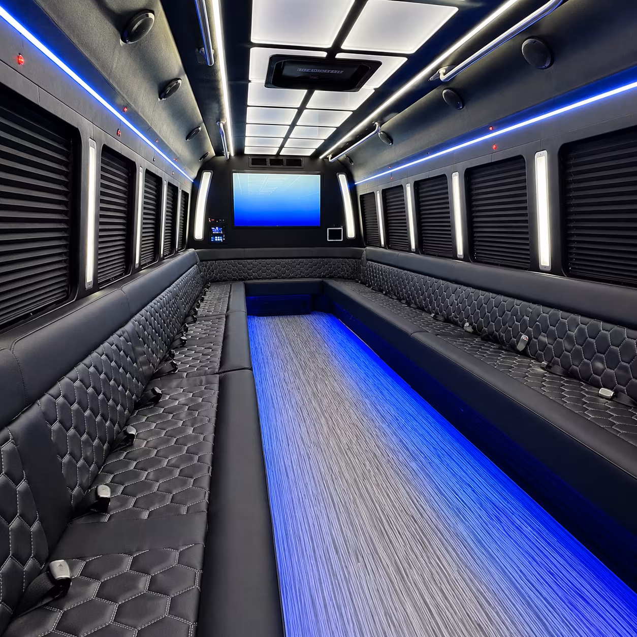 kenner 50 passenger party bus inside